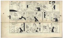Chic Young Hand-Drawn Blondie Sunday Comic Strip From 1936 -- Poor Mr. Beasley Is the Victim of Dagwoods Frustration
